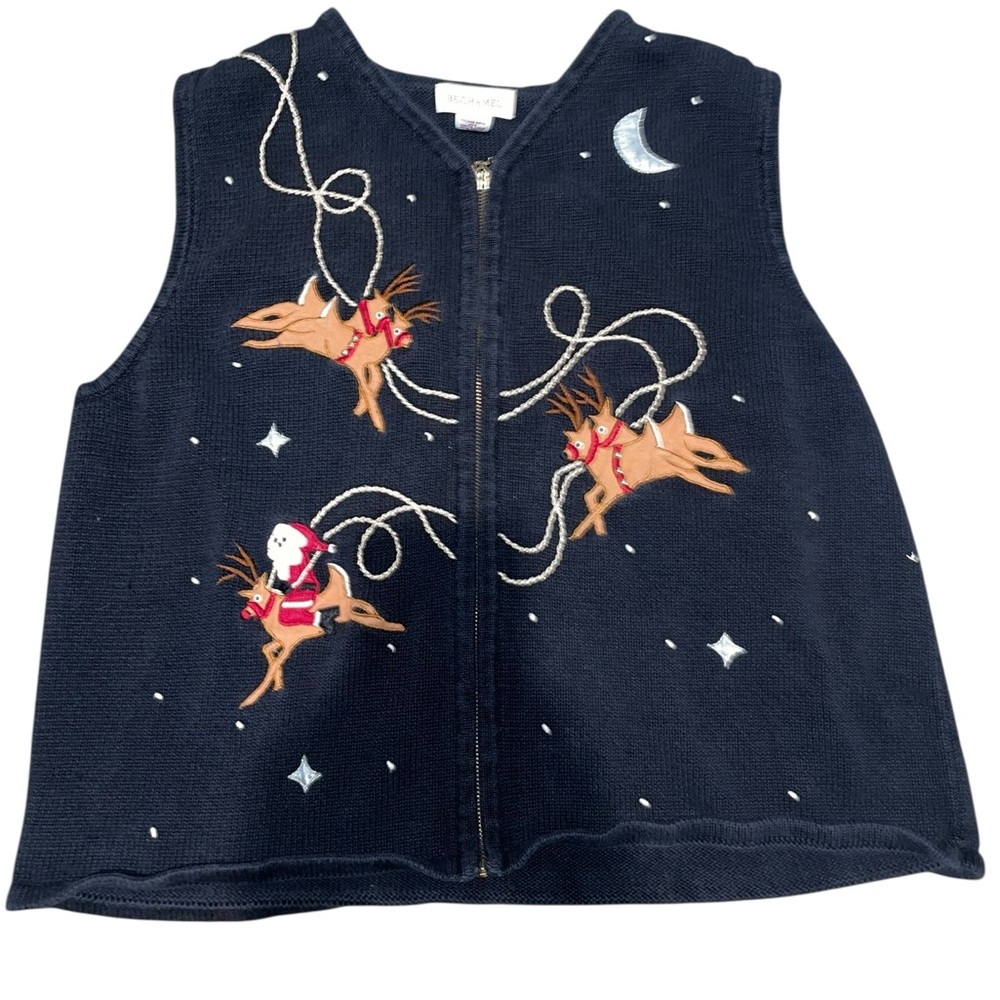 Vintage Bechamel Embroider Christmas Vest XL